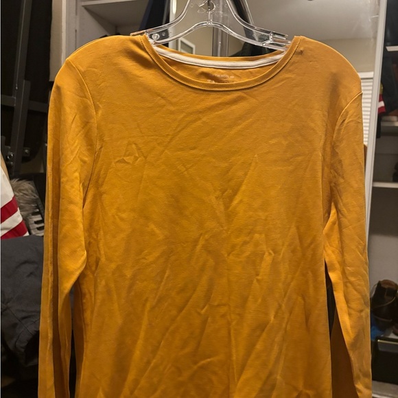 Talbots Shirt Large Women’s Gold Longsleeve NWOT Crew Neck 100% Cotton - Picture 1 of 12